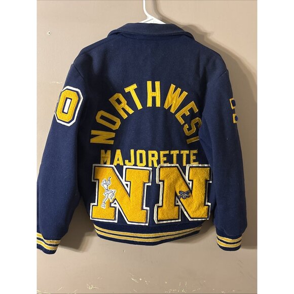 1980 Wms Letterman Varsity Coat Metals Patches Wool Blue Gold Majorette 36 (S/M) - Picture 8 of 12